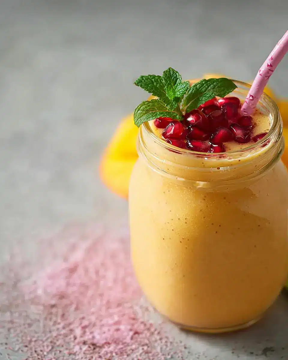 Smoothie mangue-coco à la grenade