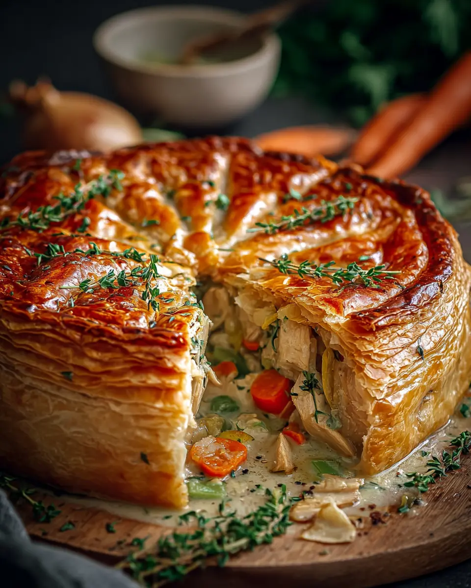 Tourte Feuilletée au Poulet Fondant et Légumes