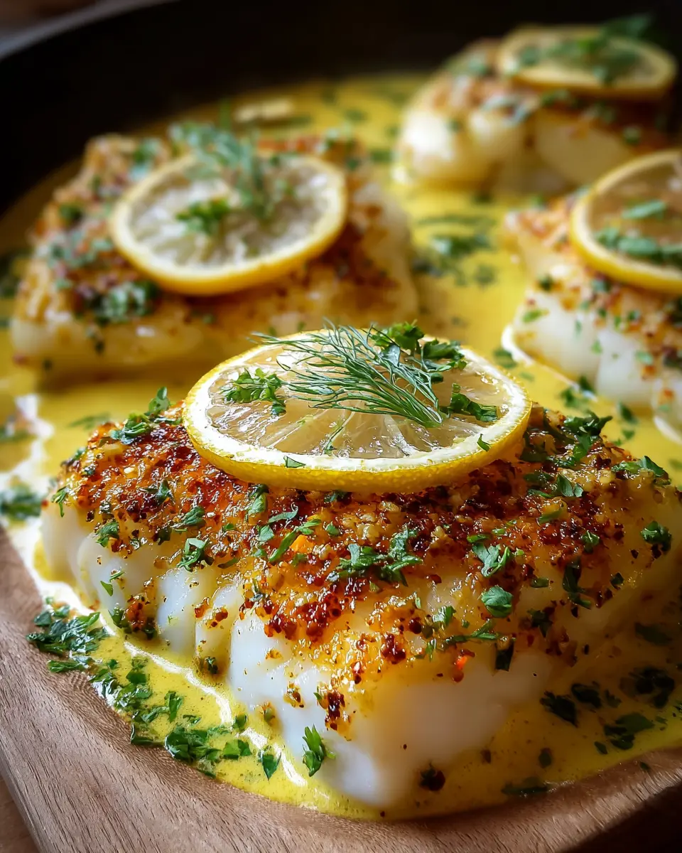 Cabillaud au Four à la Moutarde et Crème Citronnée