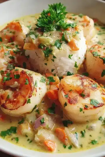 Blanquette de Saint-Jacques aux Crevettes