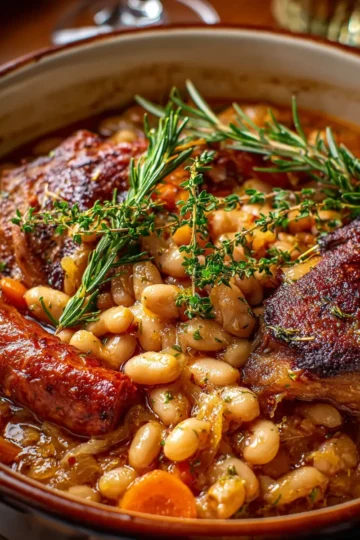 Cassoulet Traditionnel aux Haricots Blancs, Confit de Canard & Saucisses de Bœuf