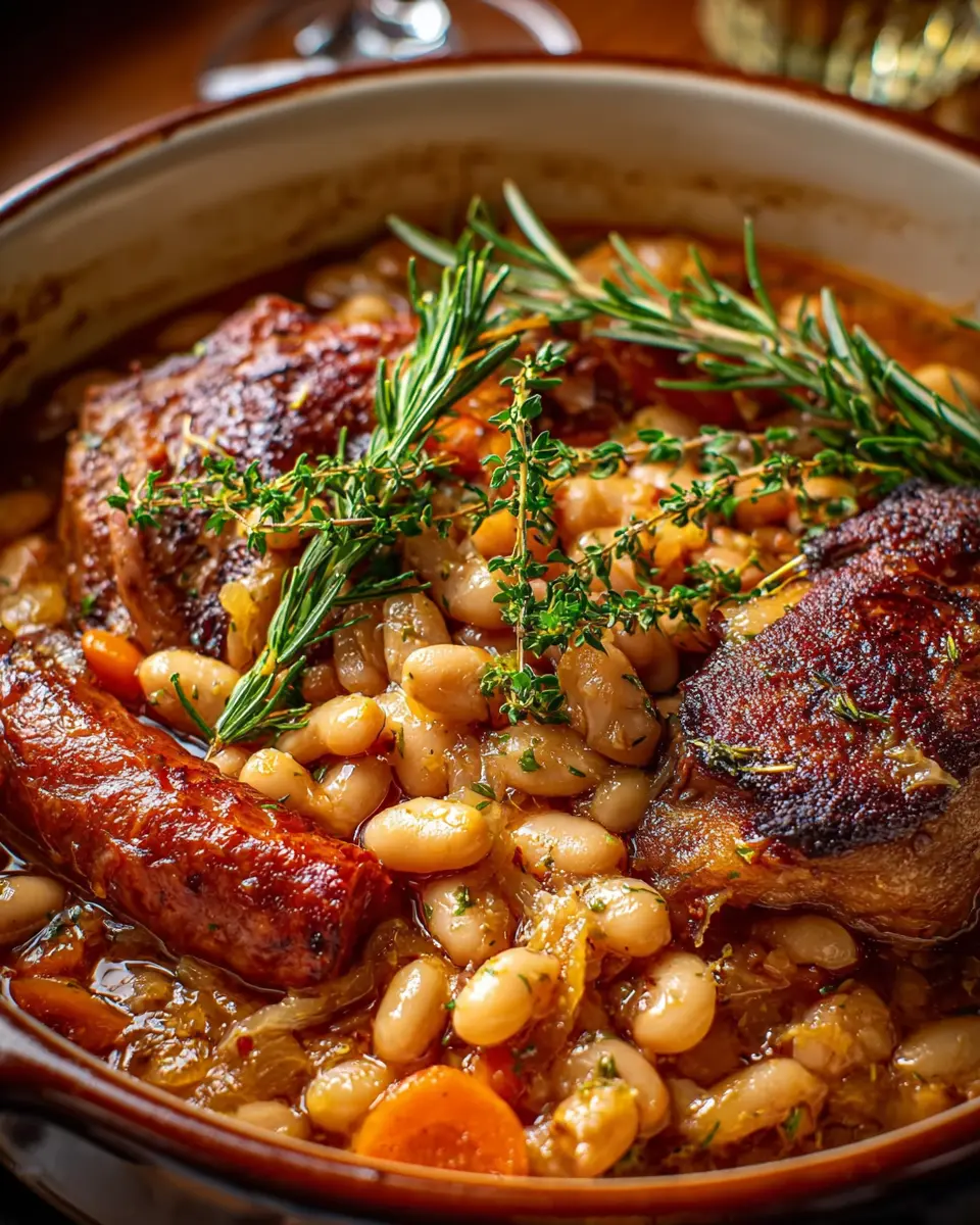Cassoulet Traditionnel aux Haricots Blancs, Confit de Canard & Saucisses de Bœuf