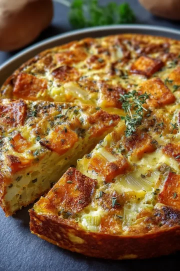 Clafoutis Salé Comté, Poireaux & Patate Douce