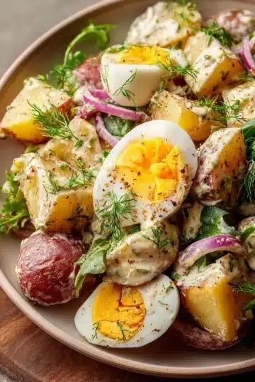 Salade de Pommes de Terre aux Œufs, Vinaigrette Crémeuse