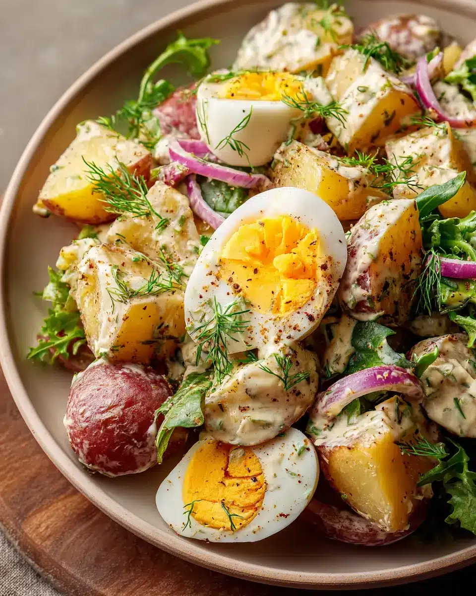 Salade de Pommes de Terre aux Œufs, Vinaigrette Crémeuse